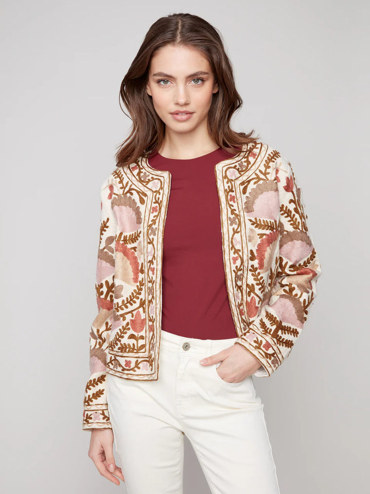 Charlie B Embroidered Cotton Basketweave Jacket - Ceremony