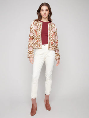 Charlie B Embroidered Cotton Basketweave Jacket - Ceremony