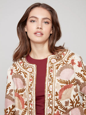 Charlie B Embroidered Cotton Basketweave Jacket - Ceremony
