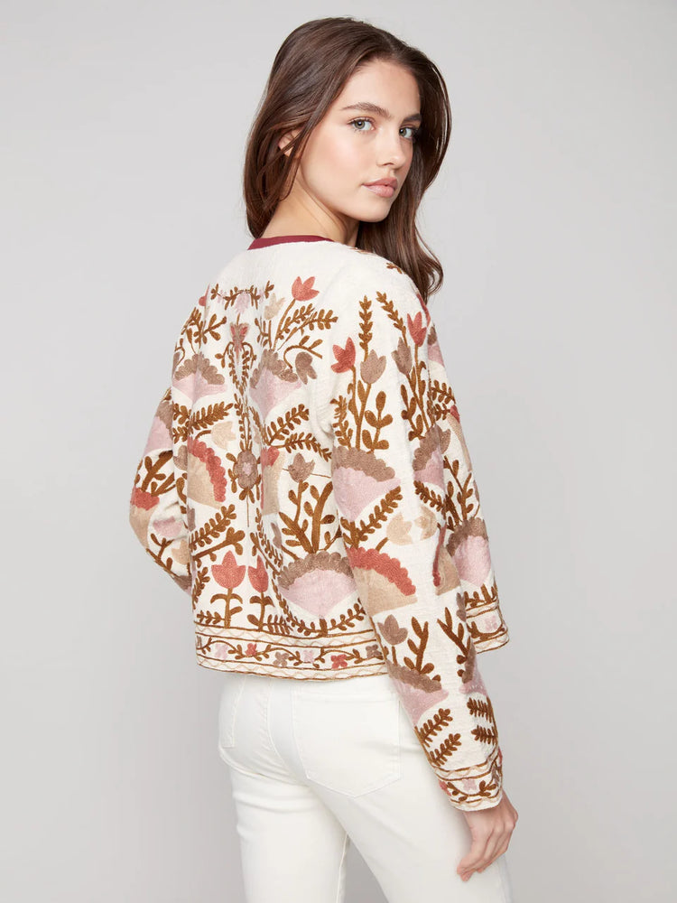 Charlie B Embroidered Cotton Basketweave Jacket - Ceremony