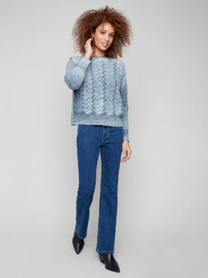 Charlie B Crew Neck Sweater With Front Fancy Stitch