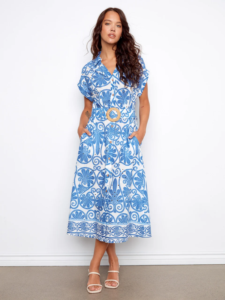Midi Cap Sleeve Denim Dress