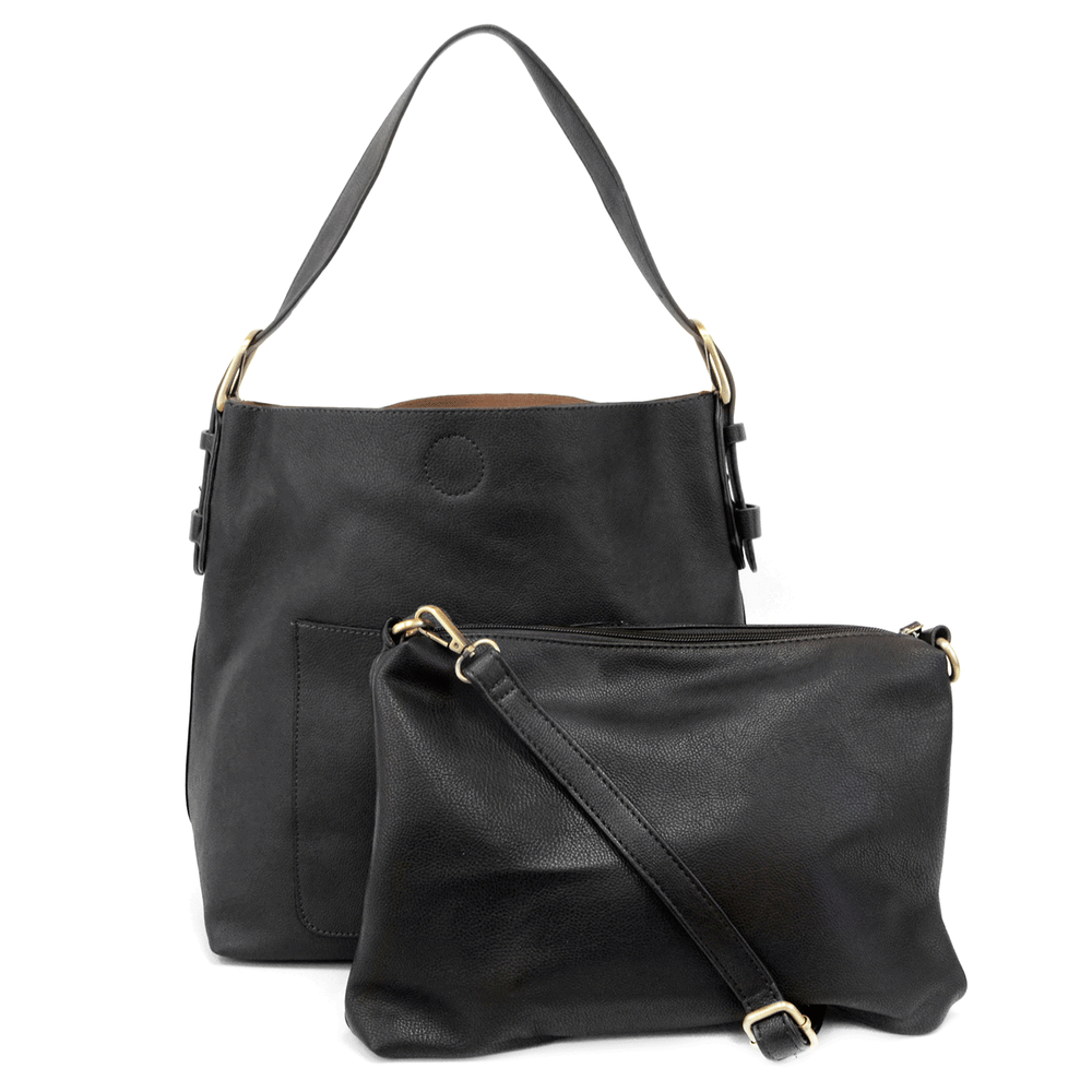 Joy Susan - Black Hobo Black Handle Handbag