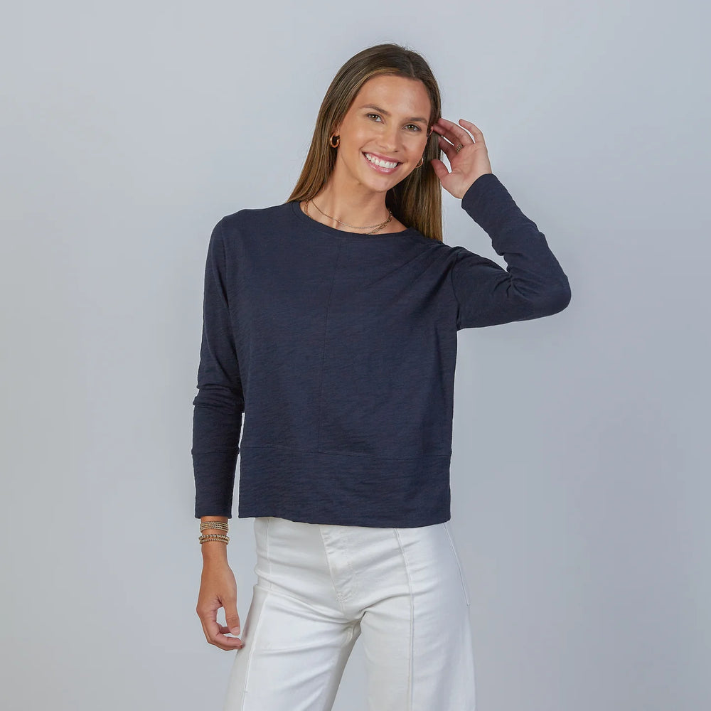 Erin Gray Celia Perfect Length L/S Tee - Navy