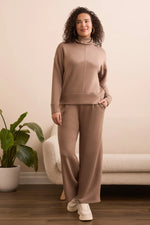 Tribal Long Sleeve Funnel Neck Top - Fossil