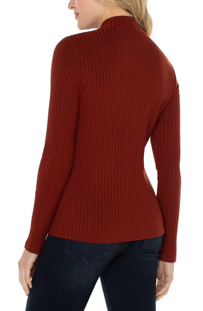 Liverpool Mock Neck Long Sleeve Rib Knit Top