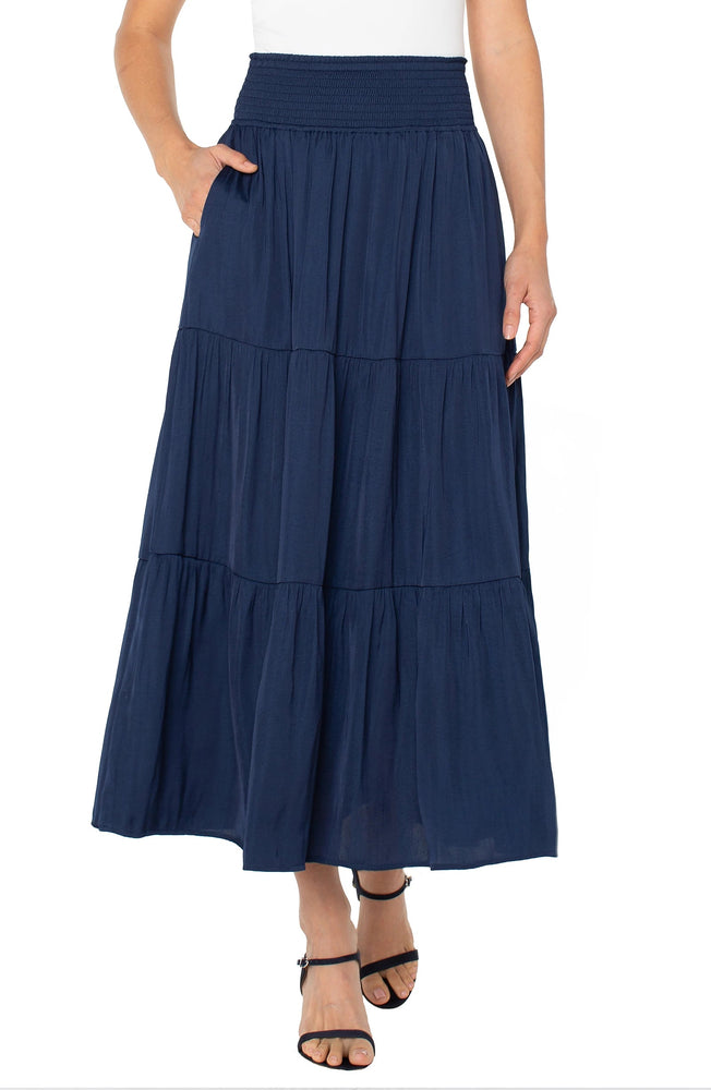 Liverpool Tiered Woven Maxi Skirt