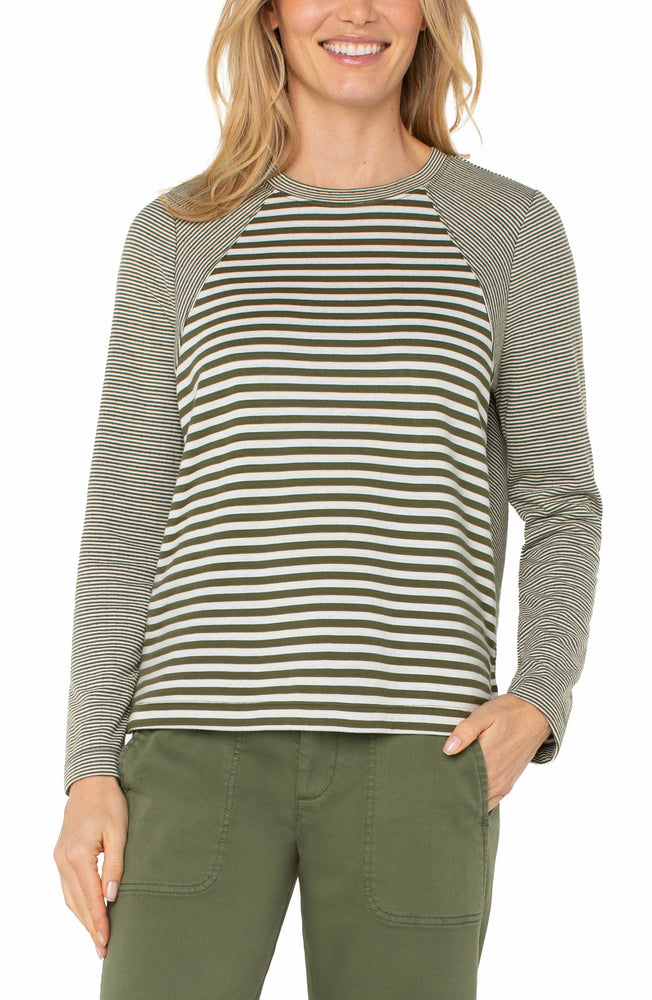 Liverpool Long Sleeve Crew Neck - Forest Shadow White Stripe