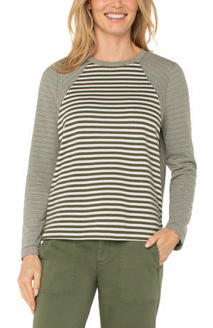 Liverpool Long Sleeve Crew Neck - Forest Shadow White Stripe
