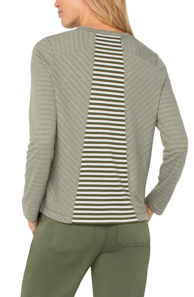 Liverpool Long Sleeve Crew Neck - Forest Shadow White Stripe