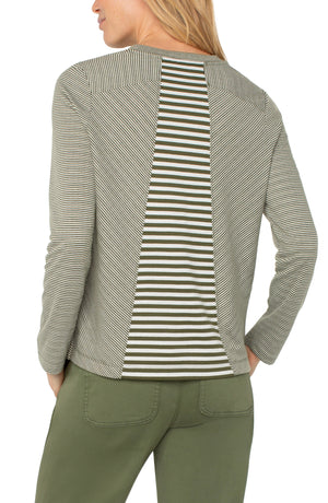 Liverpool Long Sleeve Crew Neck - Forest Shadow White Stripe