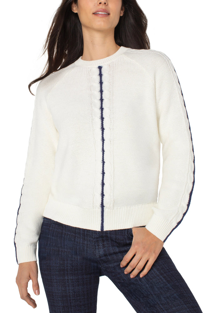 Liverpool L/S Crew Neck Sweater - Whisper White/Navy