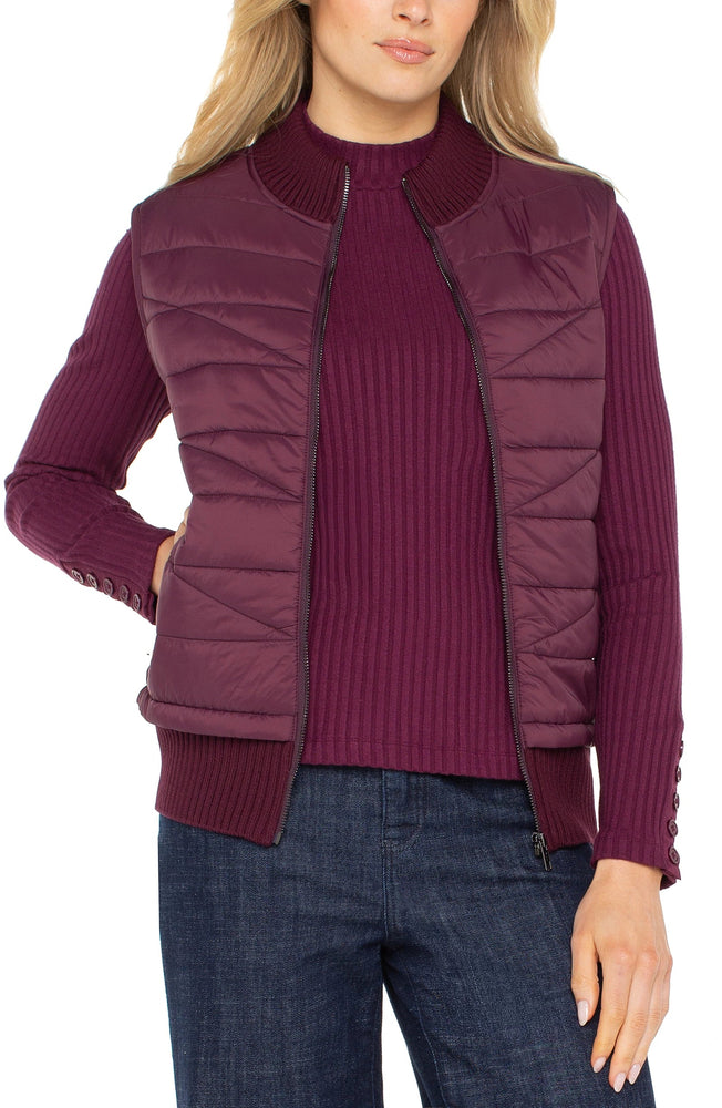 Liverpool Quilted Vest- Wine Berry