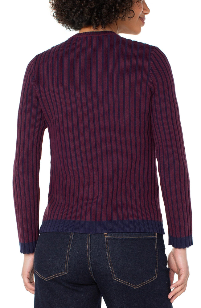 Liverpool Crewneck Top- Cabernet Red/Navy