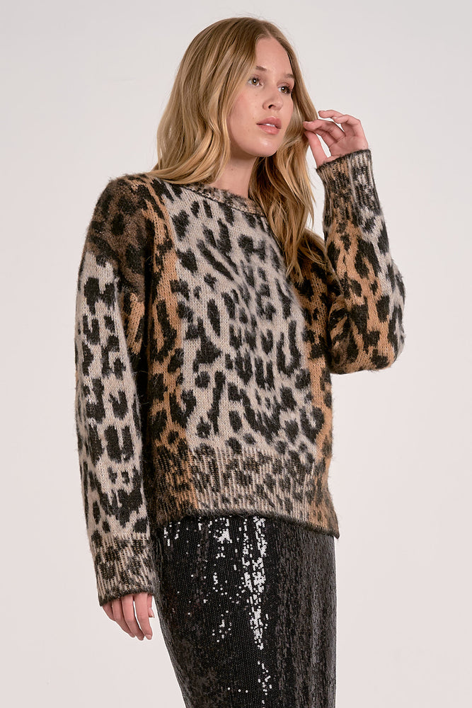 Elan - Cheetah Sweater Brown