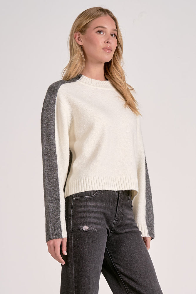 Elan Grey White Colorblock Sweater