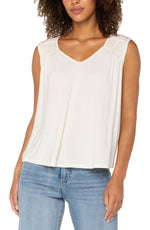 Liverpool Sleeveless Shirred Detail Knit Top