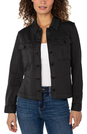 Liverpool Peplum Hem Tracker Jacket - Onyx