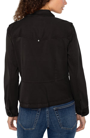Liverpool Peplum Hem Tracker Jacket - Onyx